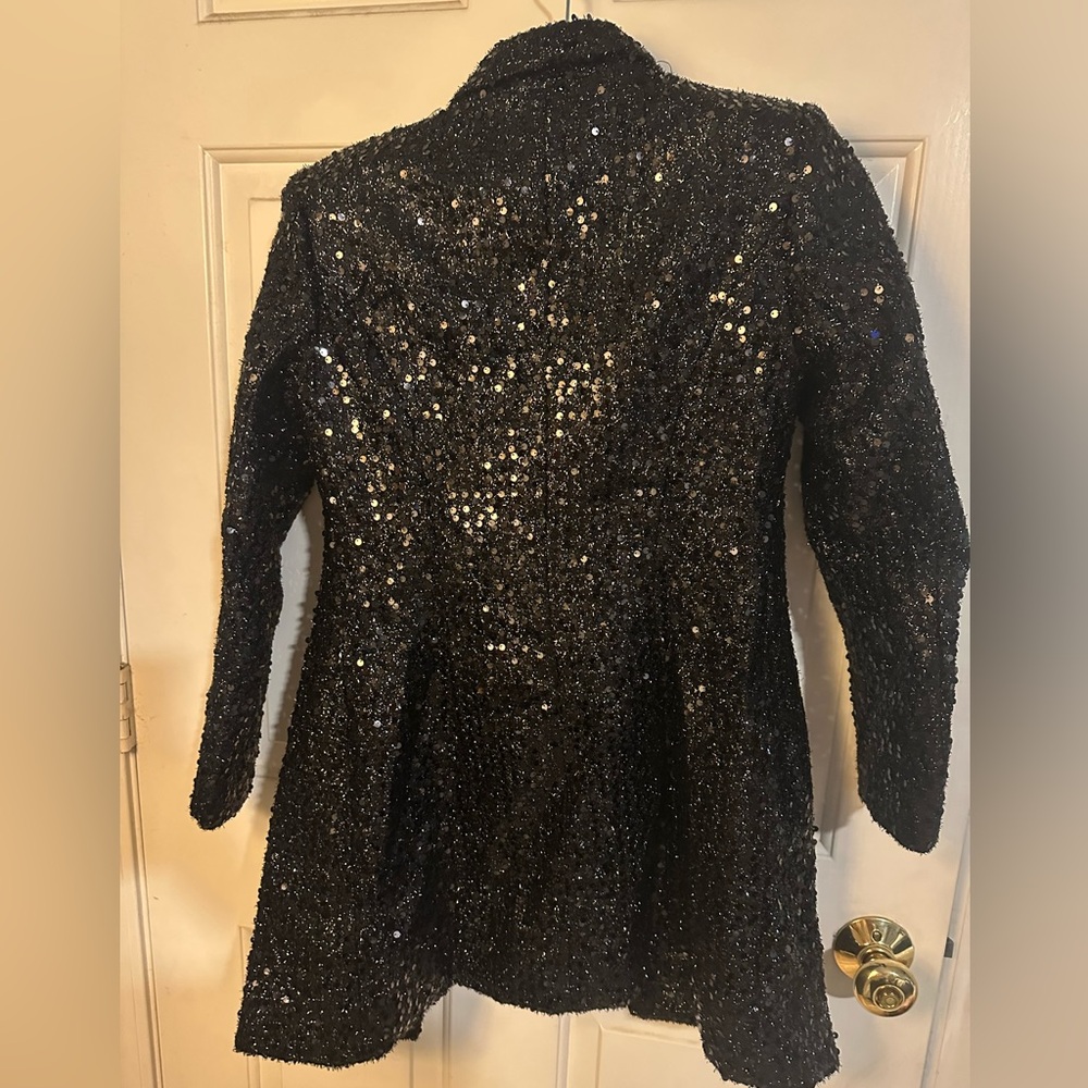 Black Sequin Double-Breasted Evening Blazer - Picture 3 of 3